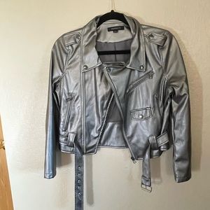 Silver moto jacket